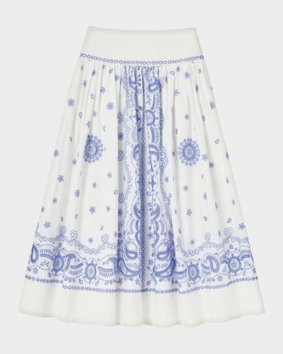 Self-Portrait Bandana Embroidered Midi Skirt