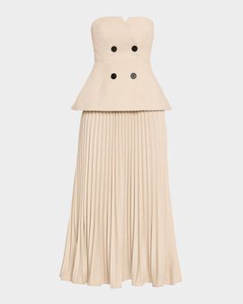 Self-Portrait Bandeau Pleated Midi Dress