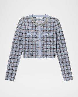 Self-Portrait Check Knit Cardigan