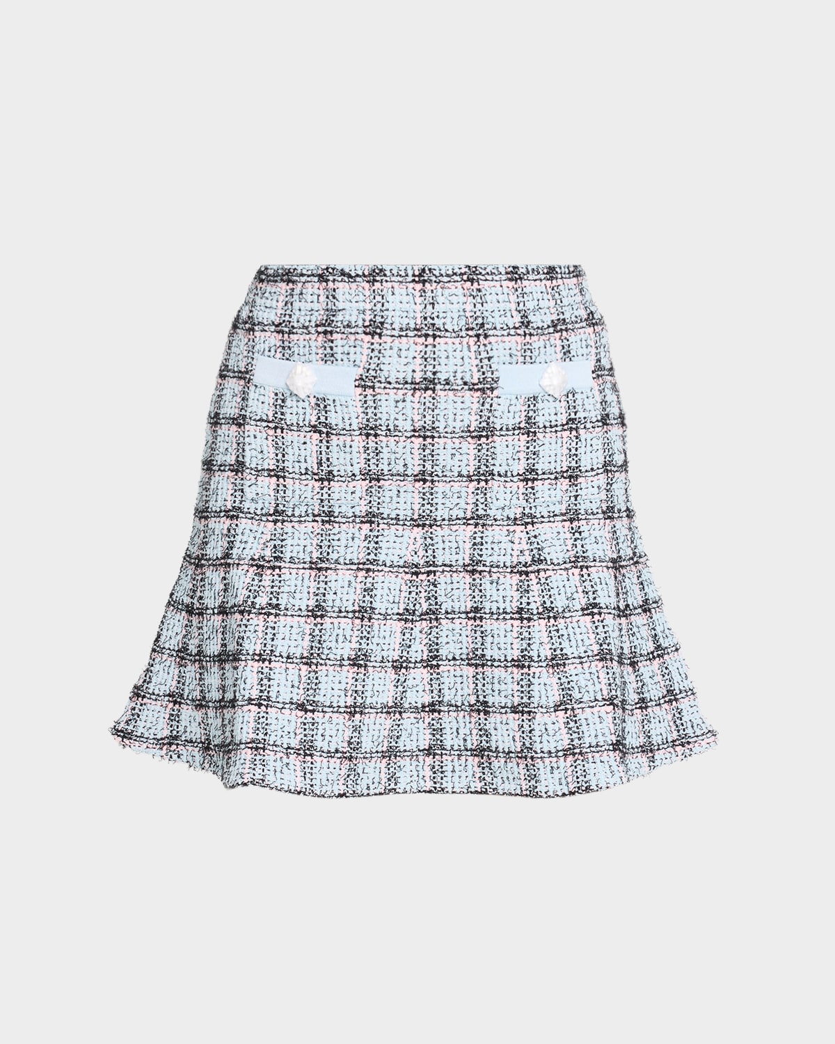 Self-Portrait Check Knit Mini Skirt