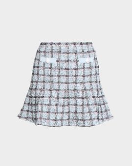 Self-Portrait Check Knit Mini Skirt