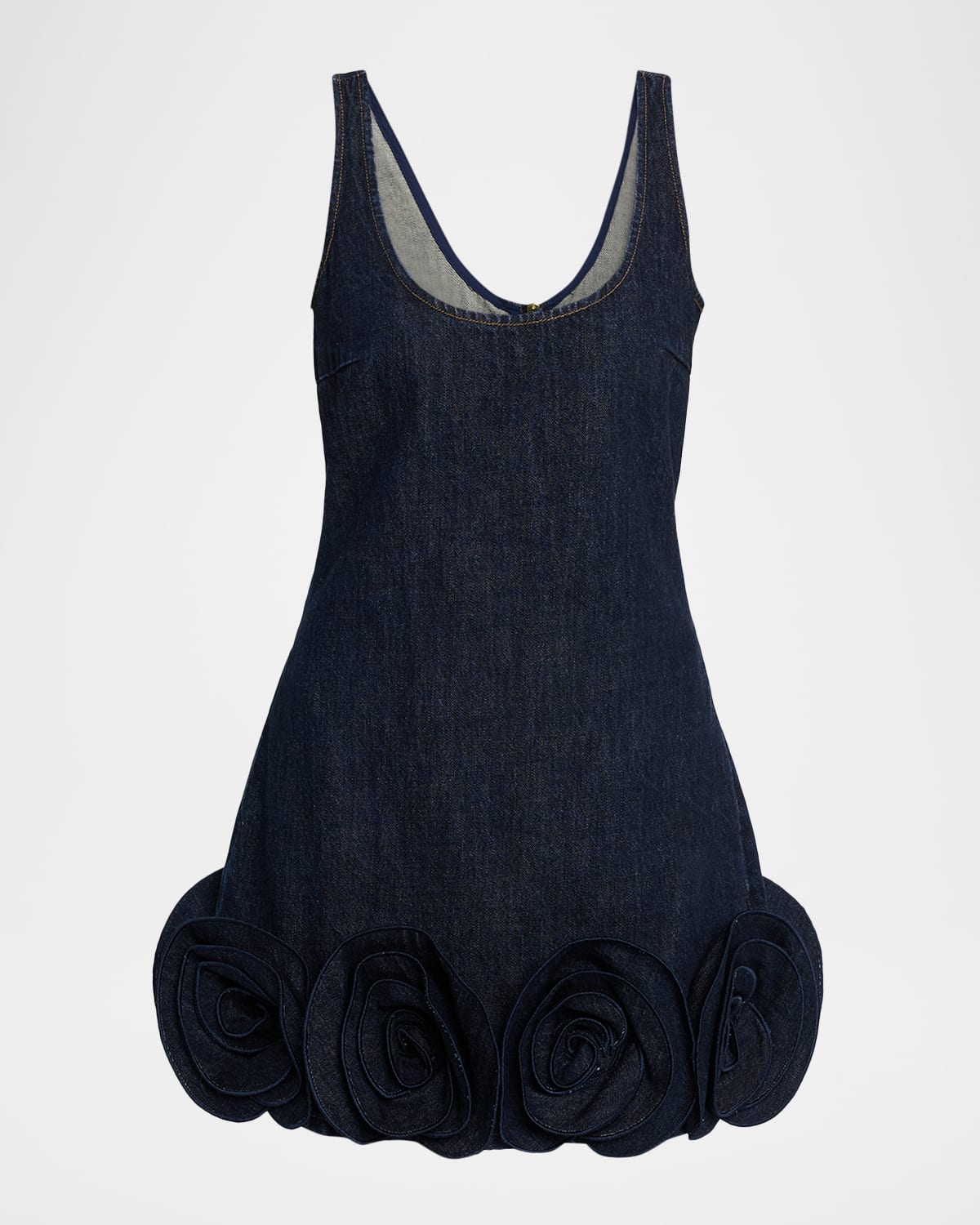 Self-Portrait Denim 3D Flower Mini Dress