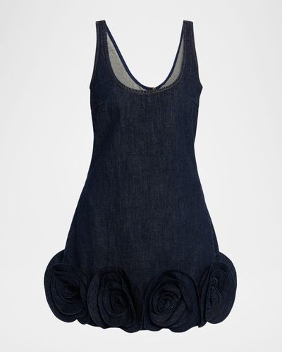 Self-Portrait Denim 3D Flower Mini Dress
