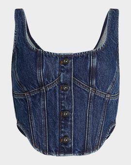 Self-Portrait Denim Corset Top