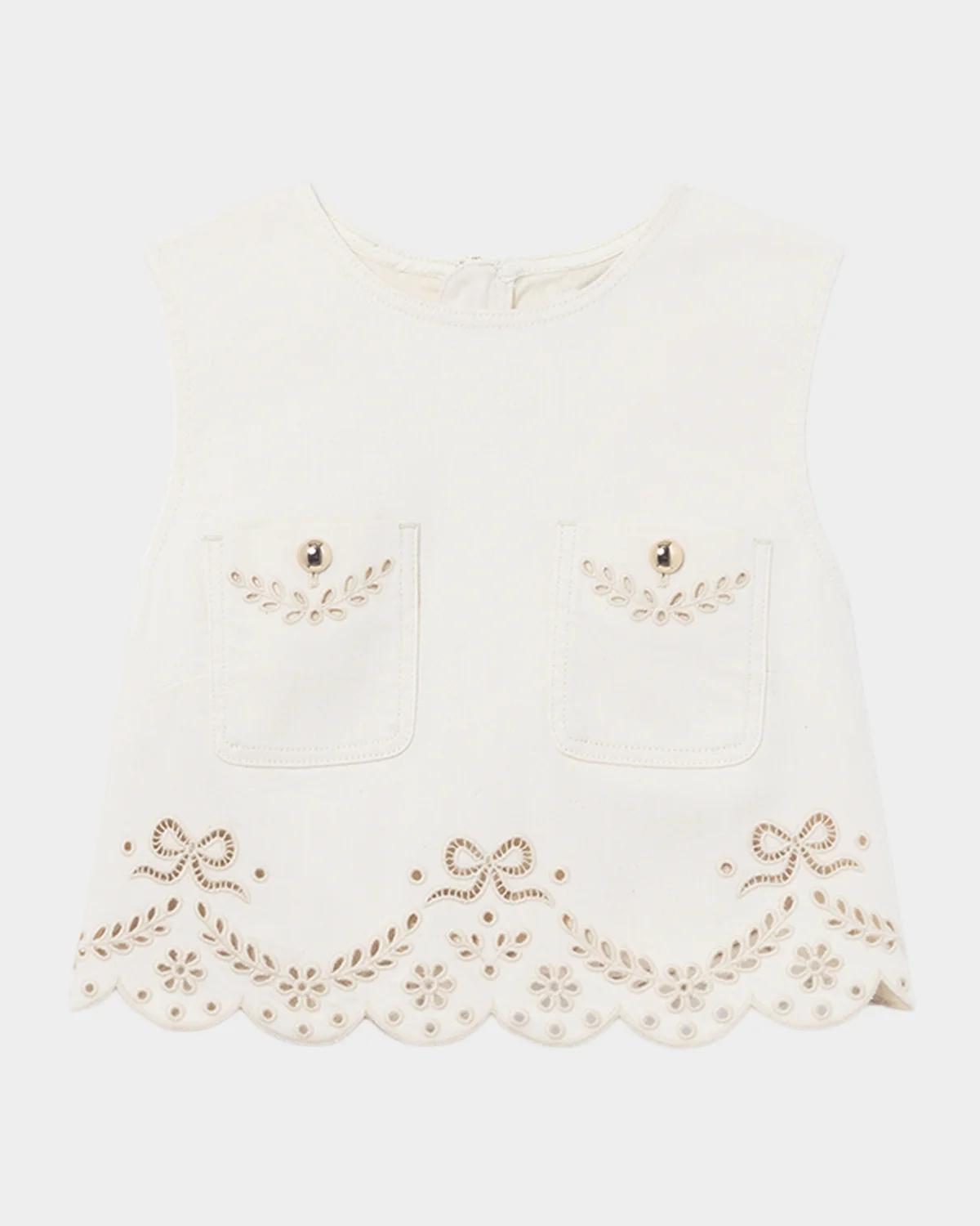 Self-Portrait Embroidered Denim Sleeveless Top