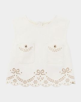 Self-Portrait Embroidered Denim Sleeveless Top