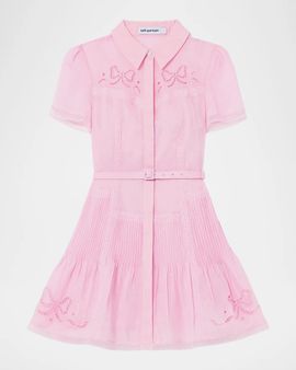 Self-Portrait Embroidered Mini Shirtdress