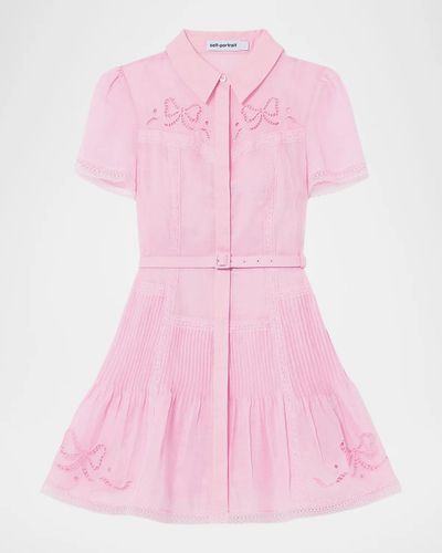 Self-Portrait Embroidered Mini Shirtdress