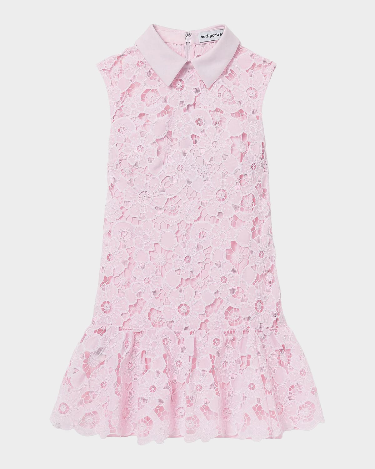 Self-Portrait Floral Lace Collared Mini Dress