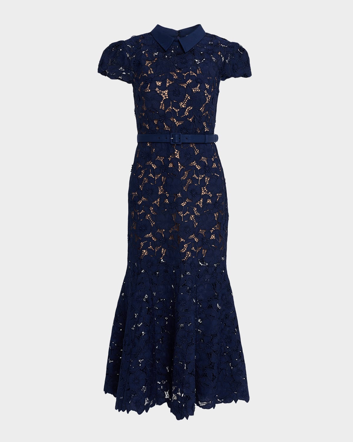 Self-Portrait Guipure Lace Belted Midi Dress