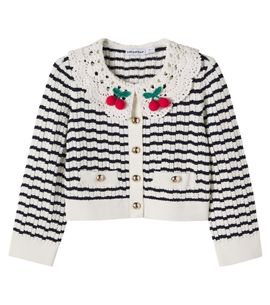 Self-Portrait Kids Self-Portrait Kids Appliqué cable-knit striped cardigan