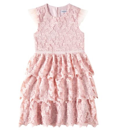 Self-Portrait Kids Self-Portrait Kids Bow-detail tiered lace dress