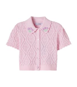 Self-Portrait Kids Self-Portrait Kids Embroidered pointelle cotton-blend top