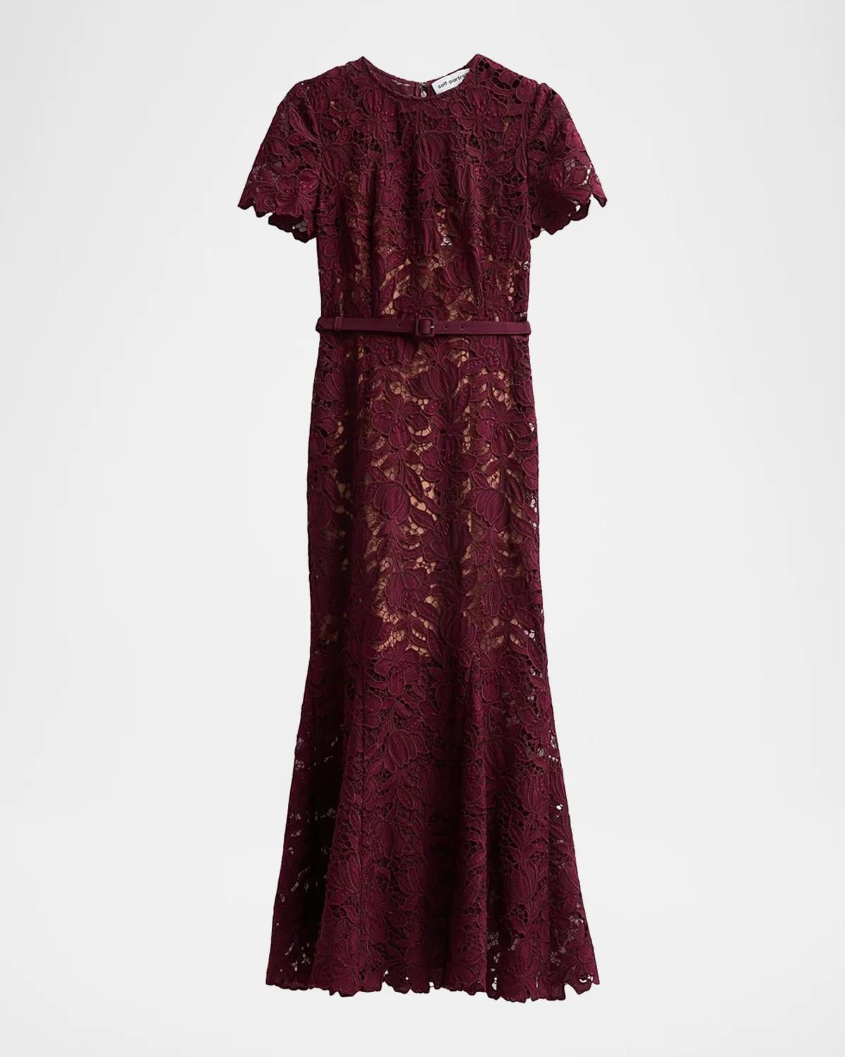 Self-Portrait Lace Belted Midi Dress