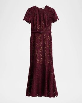 Self-Portrait Lace Belted Midi Dress
