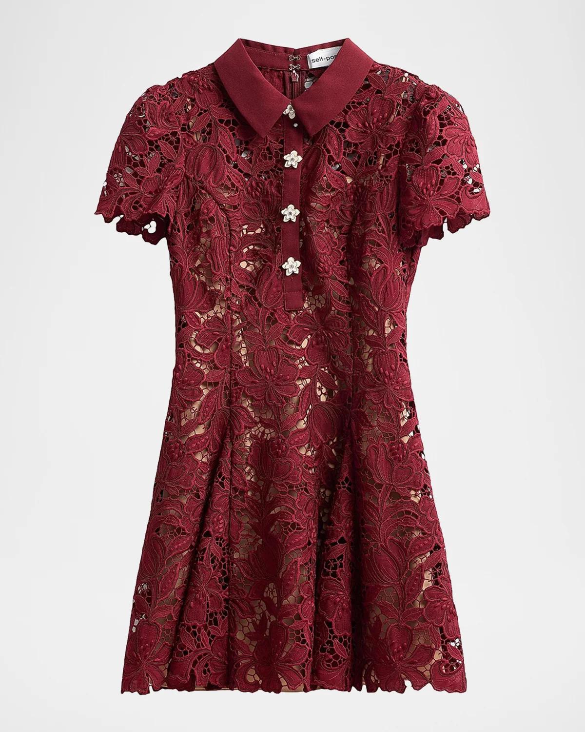 Self-Portrait Lace Mini Shirtdress