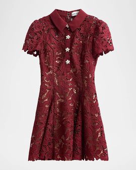 Self-Portrait Lace Mini Shirtdress