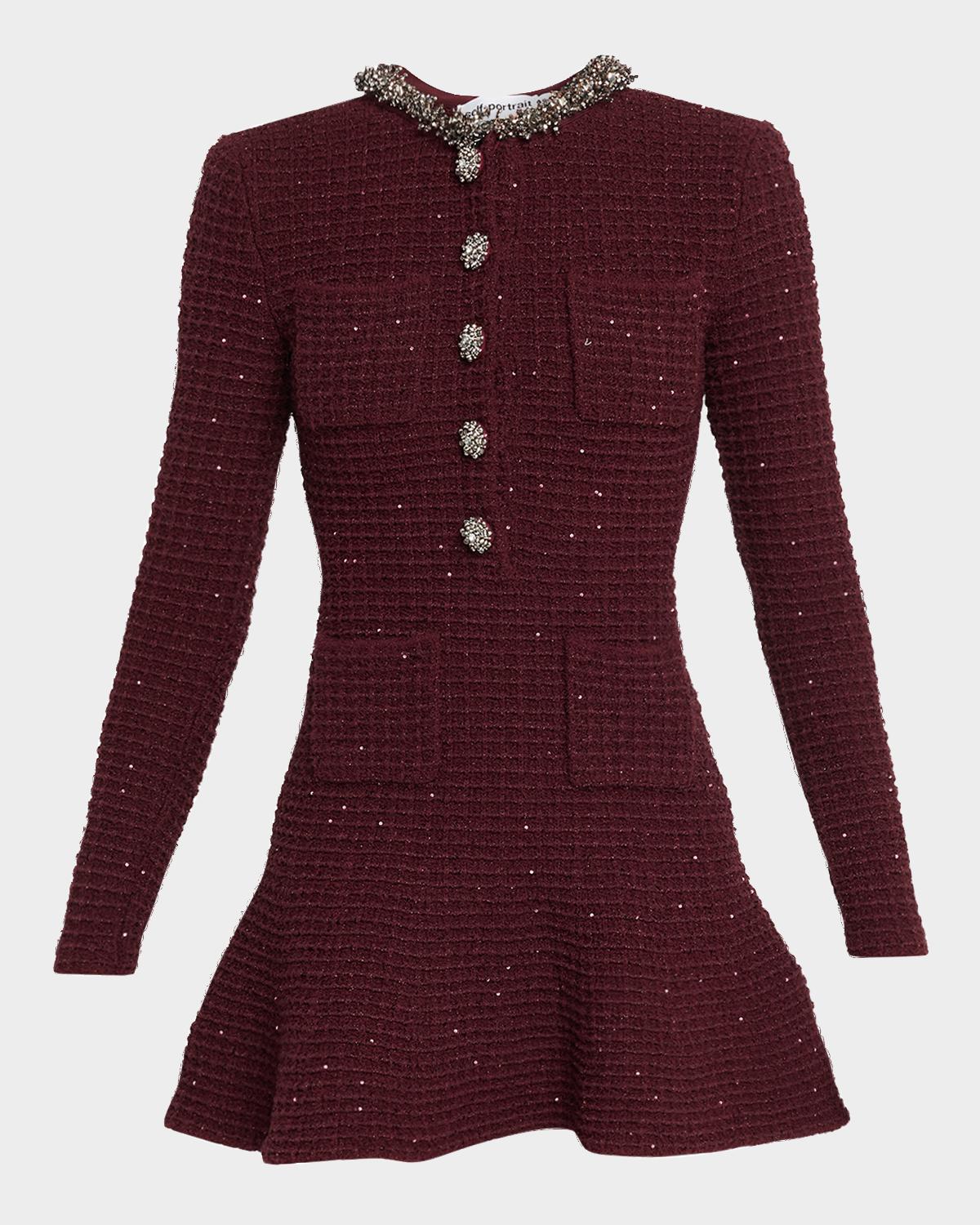 Self-Portrait Metallic Boucle-Knit Mini Dress