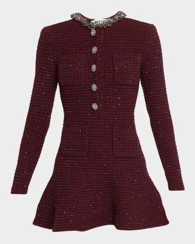 Self-Portrait Metallic Boucle-Knit Mini Dress