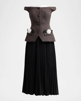 Self-Portrait Off-the-Shoulder Chiffon Midi Dress