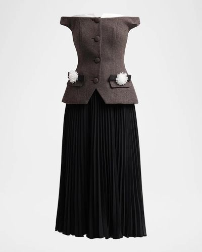 Self-Portrait Off-the-Shoulder Chiffon Midi Dress