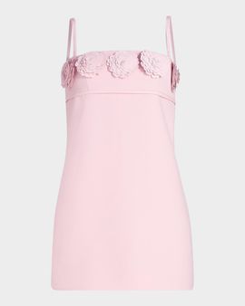 Self-Portrait Paillette-Embellished Floral-Appliqué Mini Dress