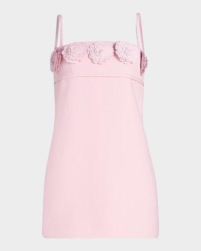 Self-Portrait Paillette-Embellished Floral-Appliqué Mini Dress