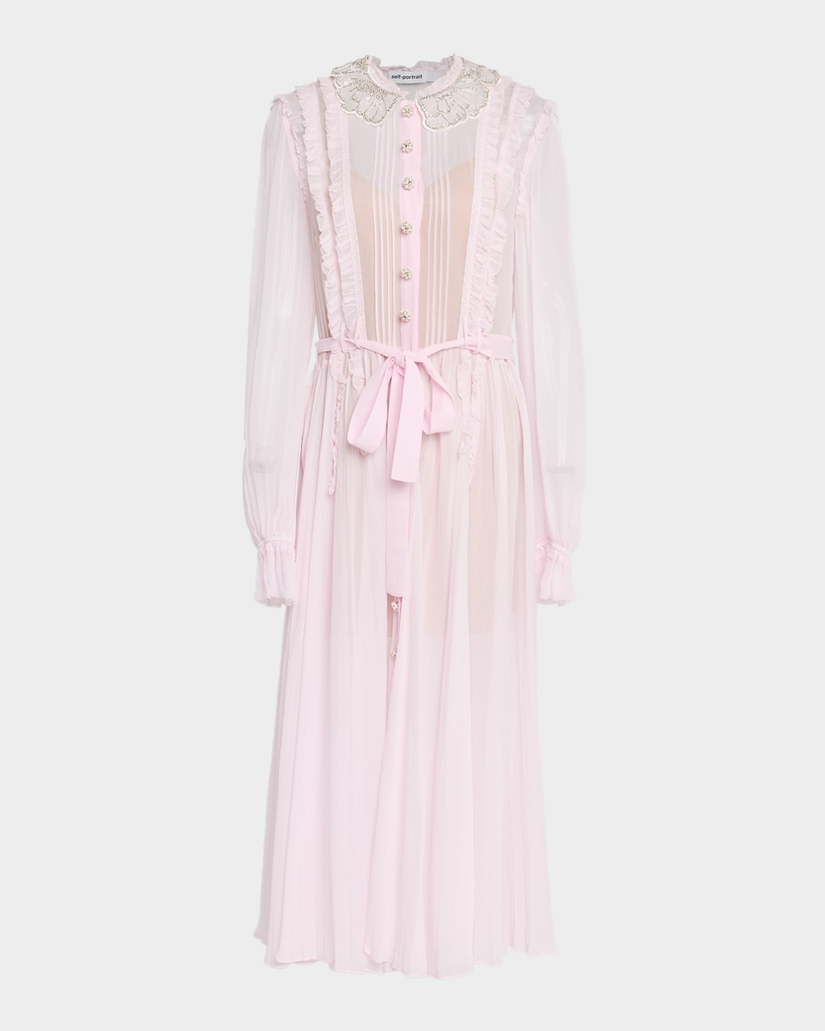 Self-Portrait Pleated Georgette Midi Dress