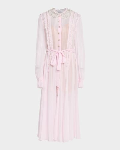 Self-Portrait Pleated Georgette Midi Dress