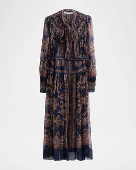 Self-Portrait Printed Georgette Midi Dress