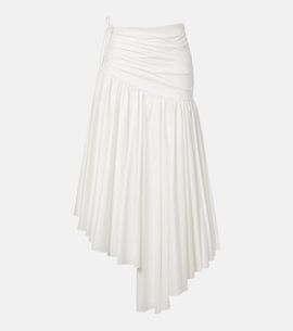 Self-Portrait Self-Portrait Asymmetric cotton poplin midi skirt