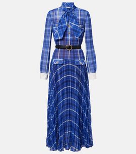 Self-Portrait Self-Portrait Belted checked chiffon midi dress