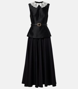 Self-Portrait Self-Portrait Belted peplum taffeta midi dress