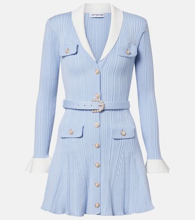 Self-Portrait Self-Portrait Belted ribbed-knit minidress