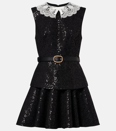 Self-Portrait Self-Portrait Belted sequined bouclÃ© minidress
