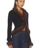self-portrait self-portrait Black Faux Fur Knit Cardigan - 2