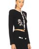 self-portrait self-portrait Black Floral Textured Knit Jacket - 2
