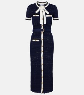 Self-Portrait Self-Portrait Bow-detail pointelle cotton-blend midi dress