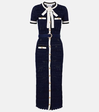 Self-Portrait Self-Portrait Bow-detail pointelle cotton-blend midi dress