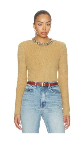 self-portrait self-portrait Brown Beaded Trim Knit Jumper