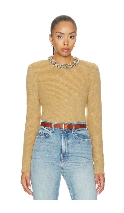 Self-Portrait Brown Beaded Trim Knit Jumper