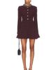 self-portrait self-portrait Burgundy Textured Knit Embellished Mini Dress - 1