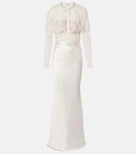 Self-Portrait Self-Portrait Caped lace and satin maxi dress