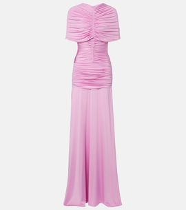Self-Portrait Self-Portrait Caped ruched jersey maxi dress