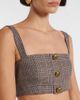 Self-Portrait Self-Portrait Checked cotton and linen bra top - 4
