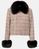 Self-Portrait Self-Portrait Checked faux fur-trimmed jacket - 1