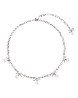 Self-portrait Self-Portrait Crystal Bow Imitation Pearl Charm Necklace, 16