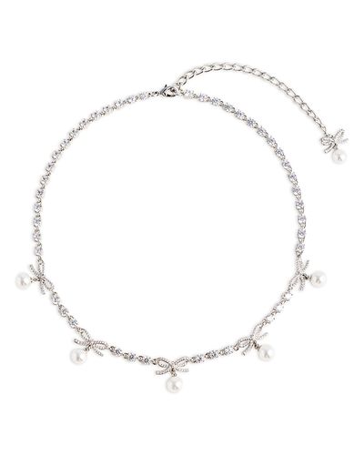 Self-portrait Self-Portrait Crystal Bow Imitation Pearl Charm Necklace, 16