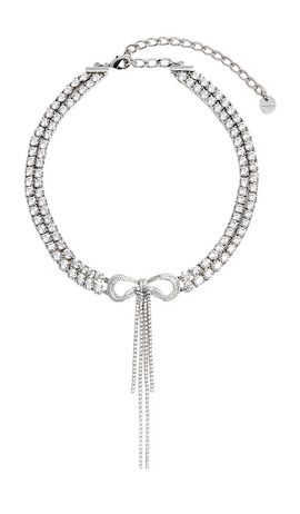 self-portrait self-portrait Double Crystal Bow Choker