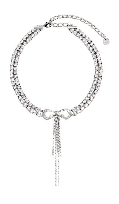 self-portrait self-portrait Double Crystal Bow Choker